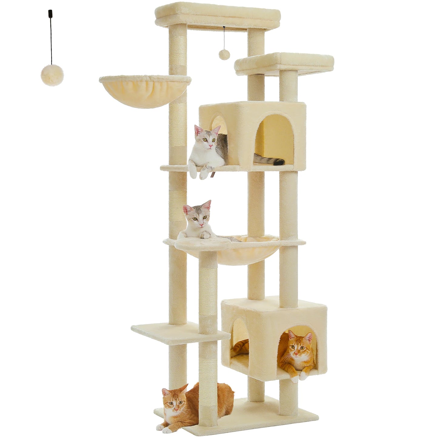 Large Cat Tree Tall Cat Tower for Indoor Cats
Multi-Level Plush Cat Condo with Scratching Posts Scratching Boards Perches Caves