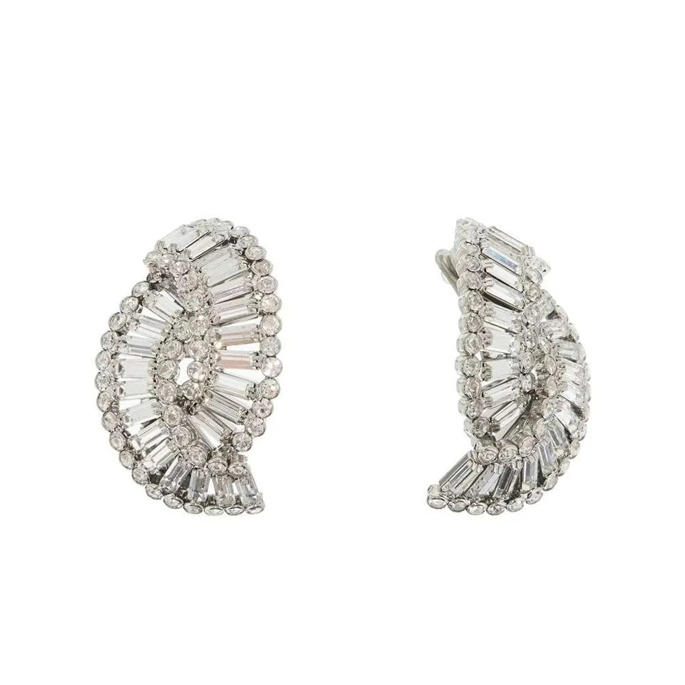 Braided Geometric Clip Earrings for Women Temperament Rhinestone Clip Earrings