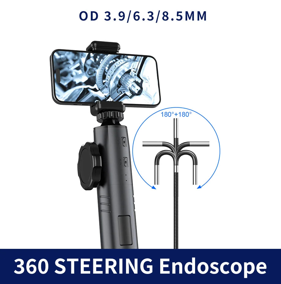3.9MM / 6MM Turning rotary Endoscope for Cars 180° Steering Industrial Borescope
Endoscopic Inspection Camera iPhone Android PC