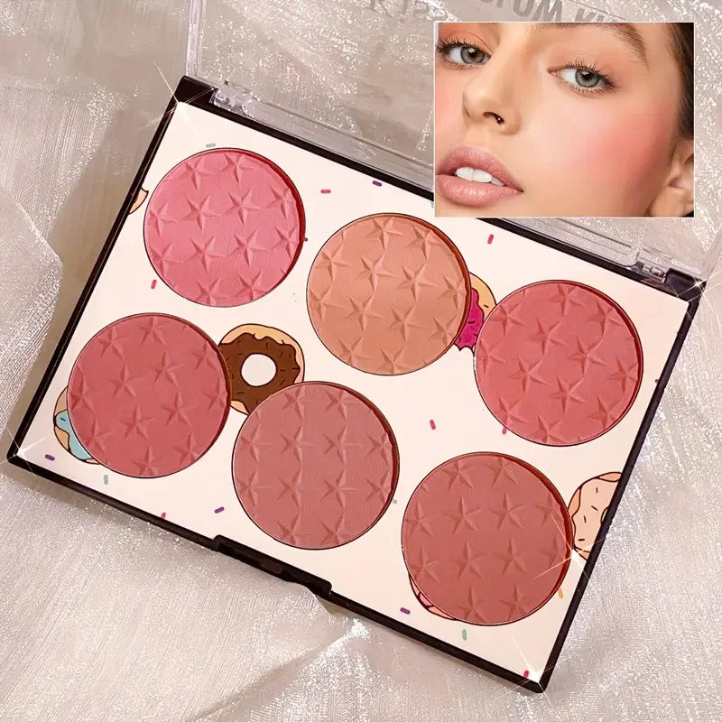 6-color blush palette, matte, waterproof, natural, long-lasting,
high-pigment brightening cute star print blush