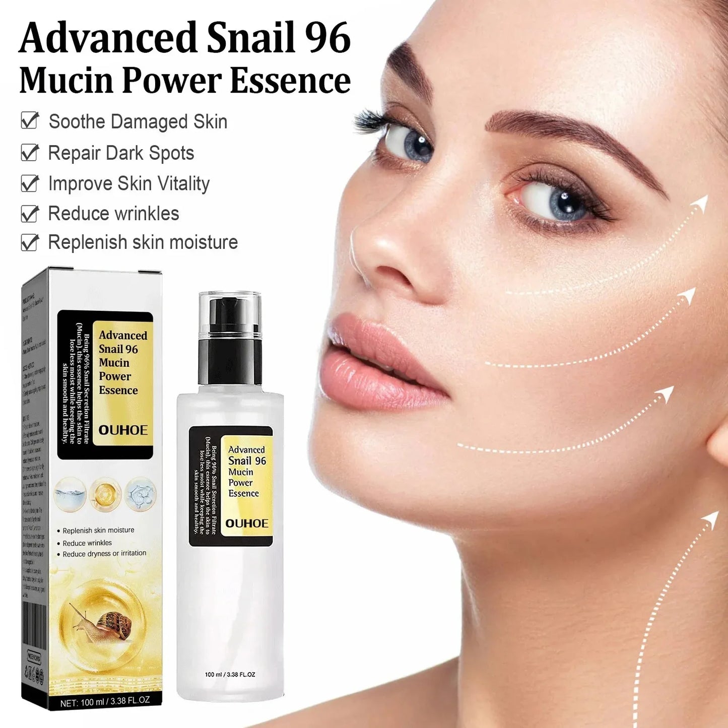 Smoothing Wrinkle Snail Mucin Essence Face Cream Repairing '
Lift Firm Fade Fine Lines Brightening Skin Care Advanced Moisturizing