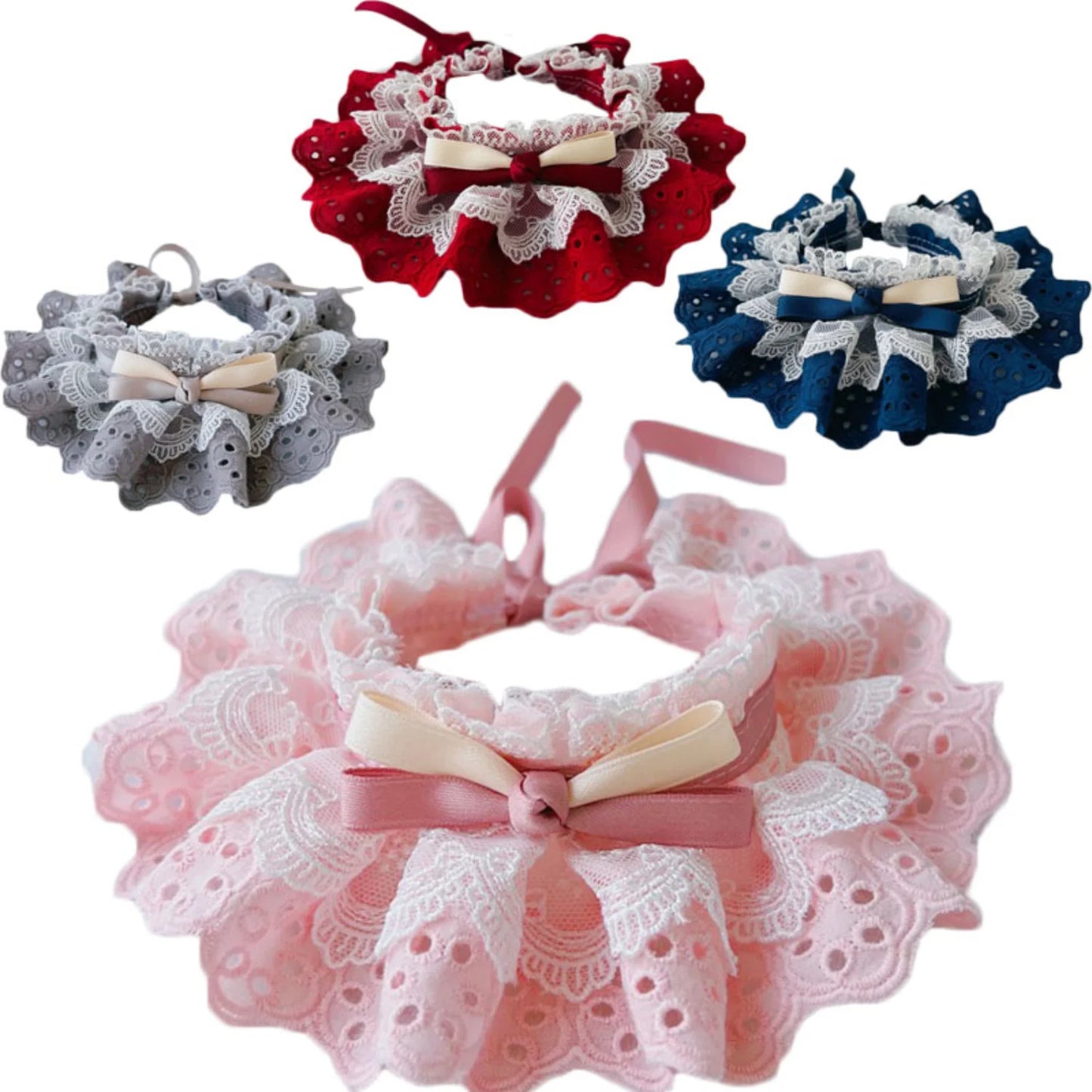 Bowtie Lace Collar Adjustable Pet Necktie Bandanas
