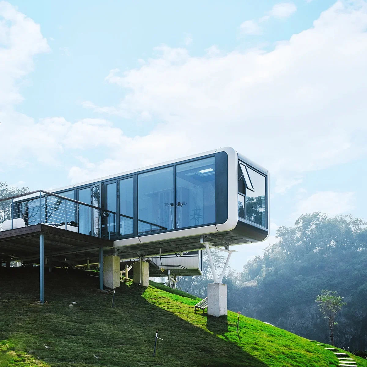 prefab houses Star Standard Outdoor Eco-friendly Material
Prefab Mobile House glass camping capsule house