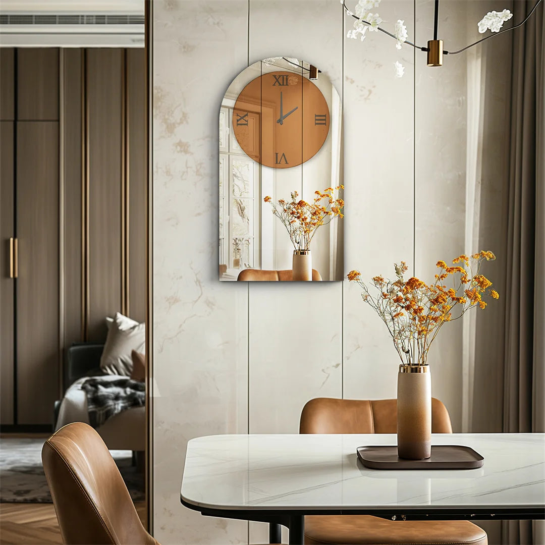 Long Oblong Wall Clock with Silver Mirror
Modern Decorative Clock Roman Numerals for Living Room Bedroom