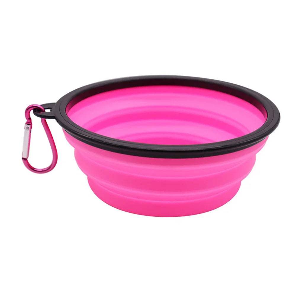 Outdoor Portable Pet Folding Bowl Silicone Dog Feeders with Hanging Hook Cat Dog Bowl Pet Items Dog Food Bowl