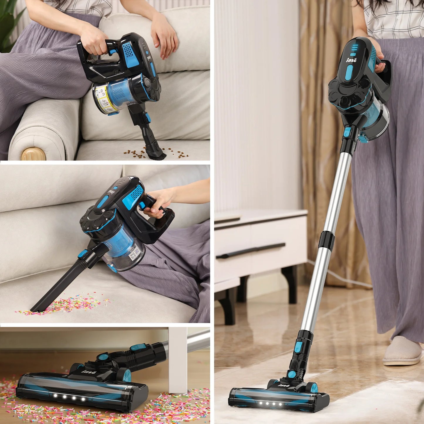 Cordless Vacuum Cleaner, 20KPa Stick Vacuum up to 6-in-1 Cordless Stick Vacuum for Household Cleaning