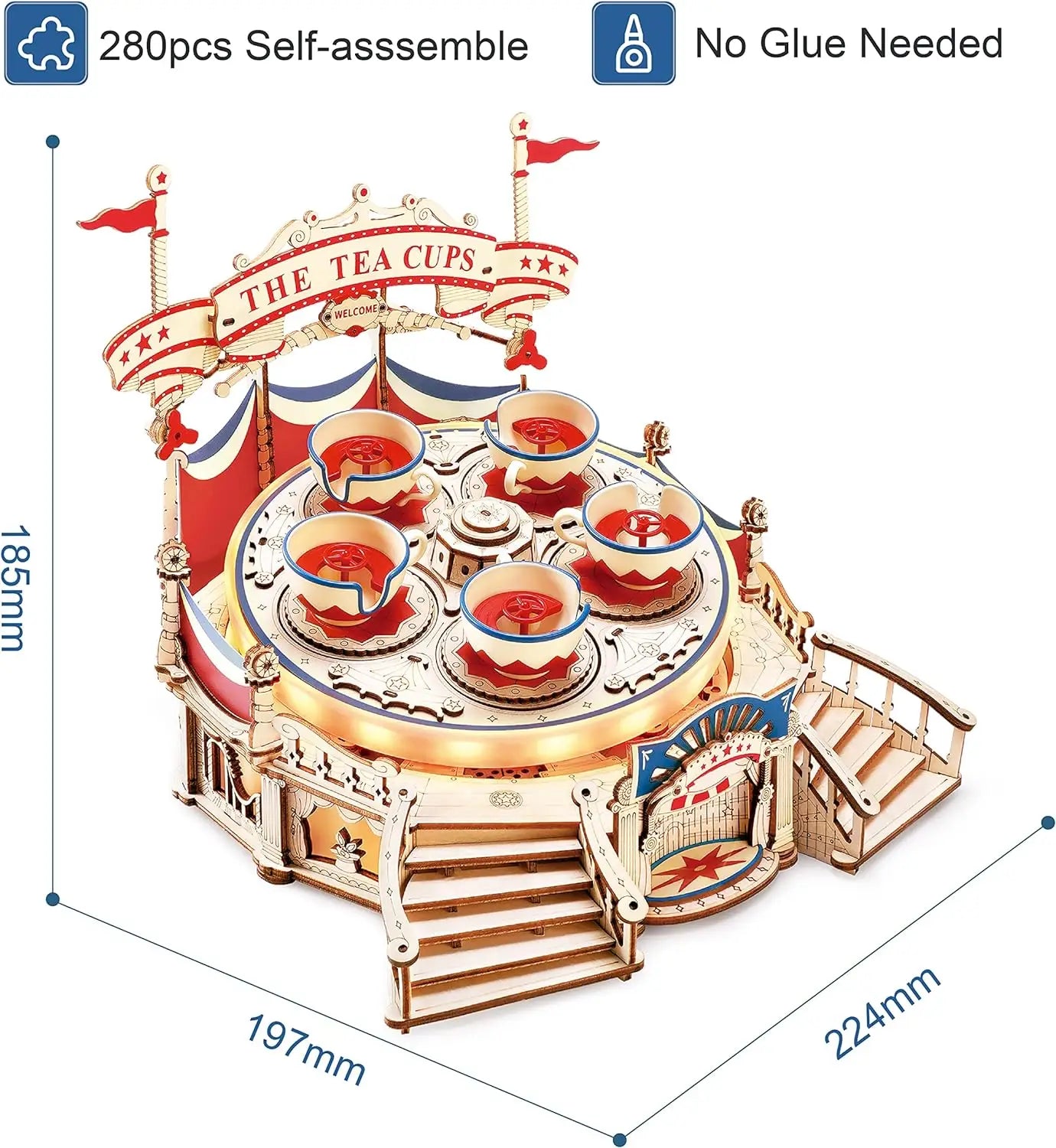 Magic Amusement Park Wooden Toys DIY Music Box Moveable 3D Wooden Puzzle