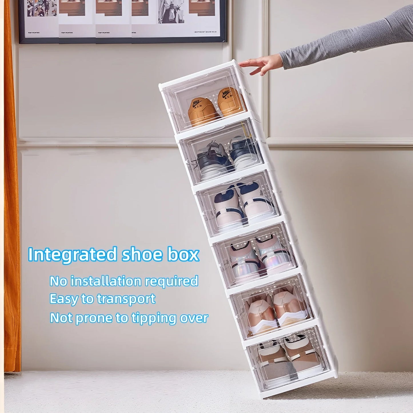 6 Layers Shoes Box Foldable Transparent Sneaker Shoe Storage Organizers