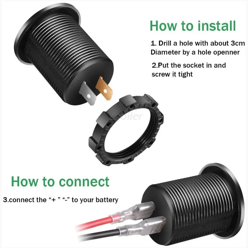 Newest Motorcycle Car 2025 Charger LED Light USB Type-C Charger
Power Socket Cigarette Lighter Waterproof for Car Truck ATV Boat