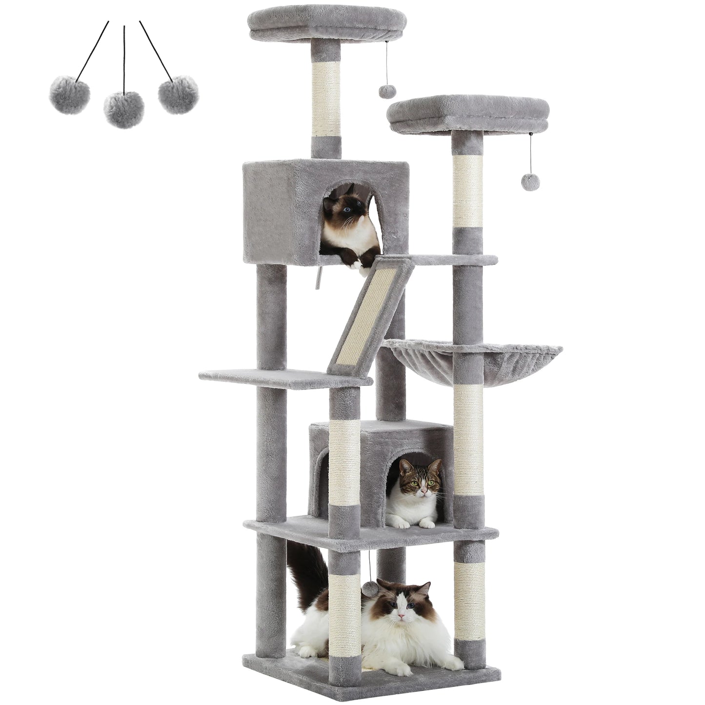 Large Cat Tree Tall Cat Tower for Indoor Cats
Multi-Level Plush Cat Condo with Scratching Posts Scratching Boards Perches Caves