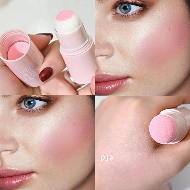 Soft Fog Blush Stick - Energetic Bouncy, Korean Style, Brightening, Dual-use For Lips And Cheeks, Natural Color Vitality Girl