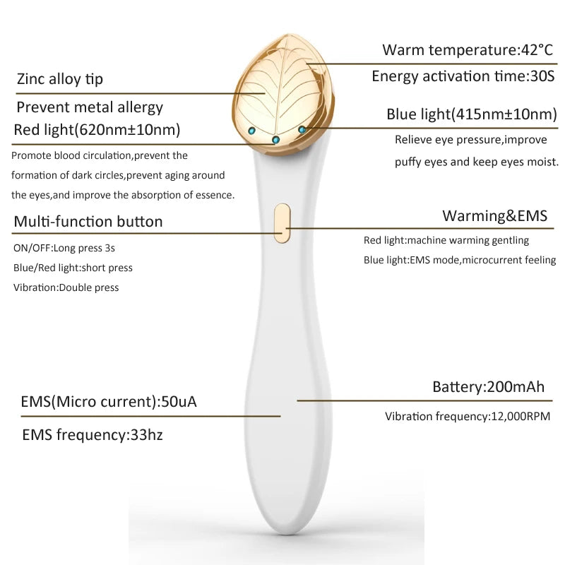 EMS Microcurrent Face Lifting Massager Eye Facial Vibrating
Massage Device Red Blue LED Light Anti Wrinkle Galvanic Machine