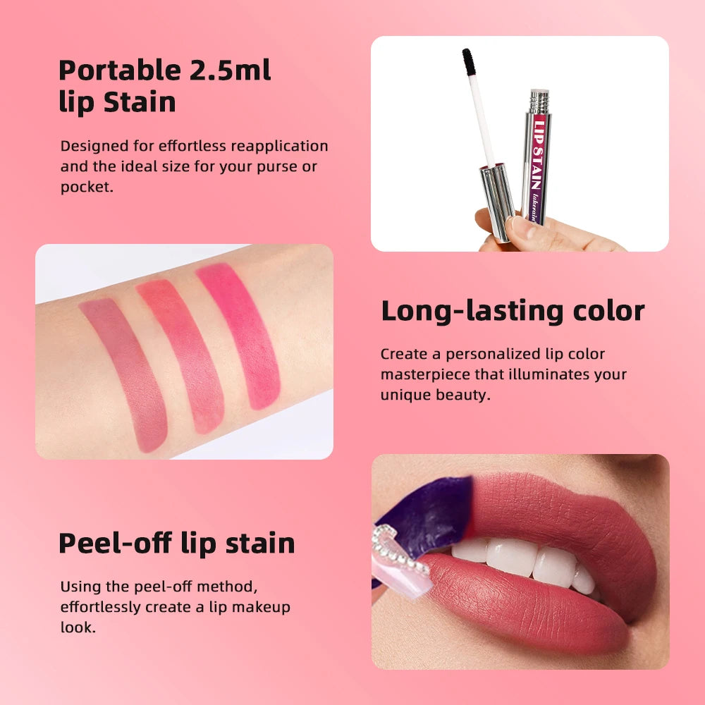 Long Lasting Lip Inks Matte Lip Tint Peel Off Liquid Lipstick Waterproof Makeup