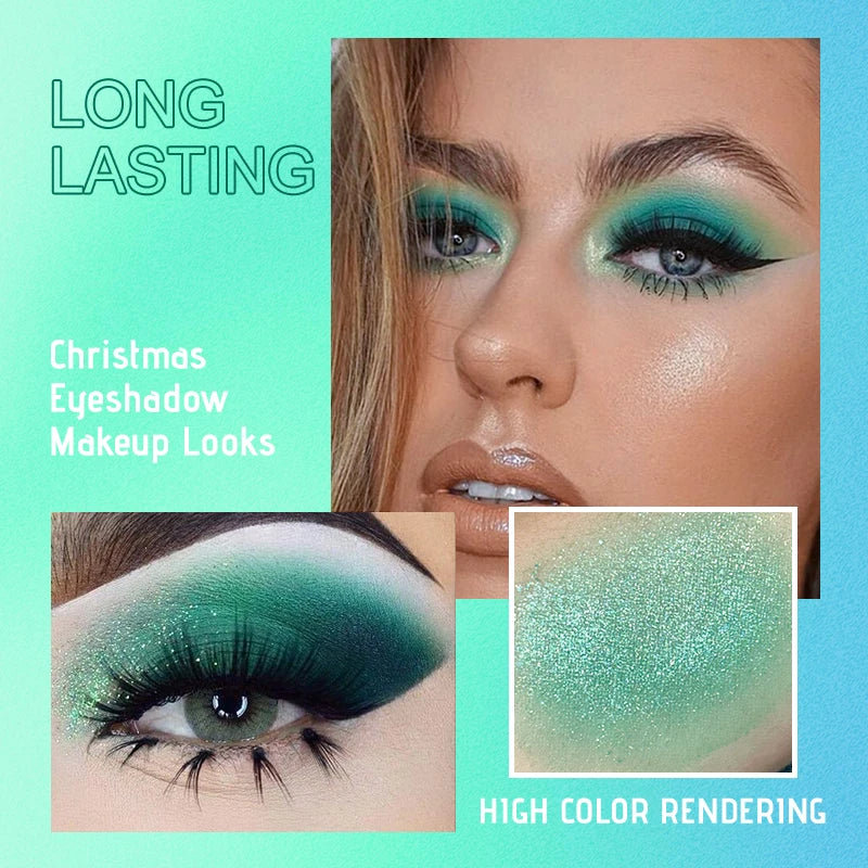 Green Peacock Eyeshadow Palette, Pearly Glitter