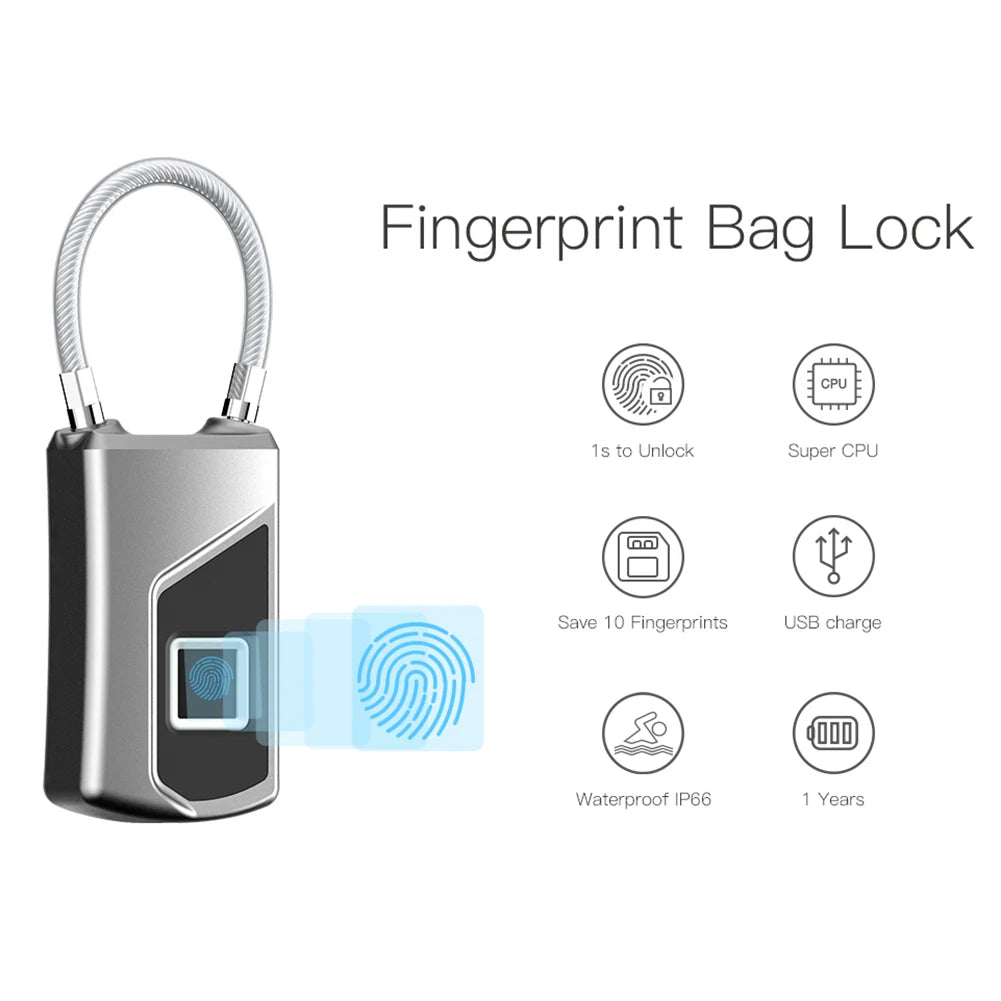Keyless Fingerprint Lock with Smart Padlock Waterproof Door Lock