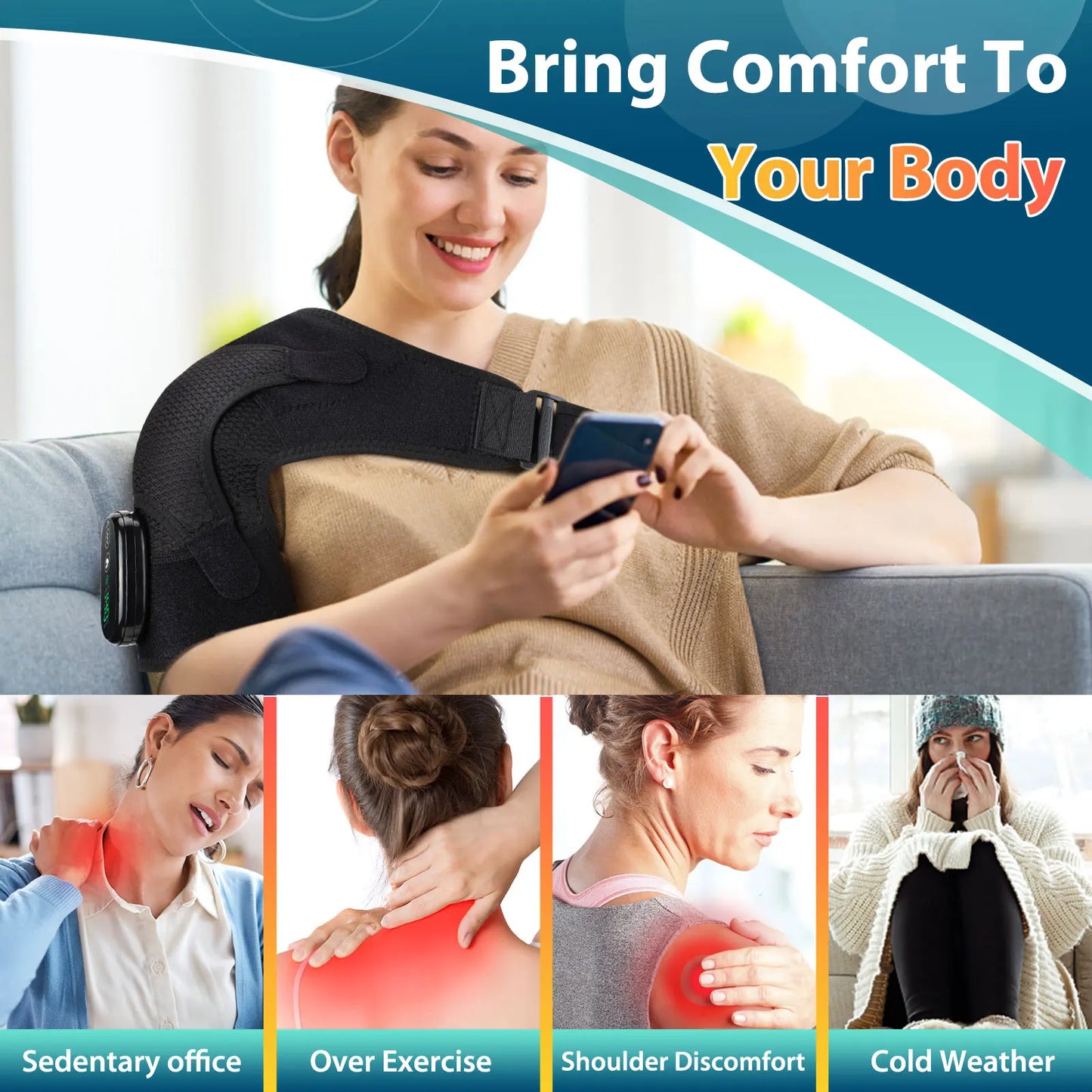 Electric Heating Pad Shoulder Vibration Massager Physiotherapy
Arthritis Joint Pain Relief Belt Elbow Support Brace Thermal Wrap