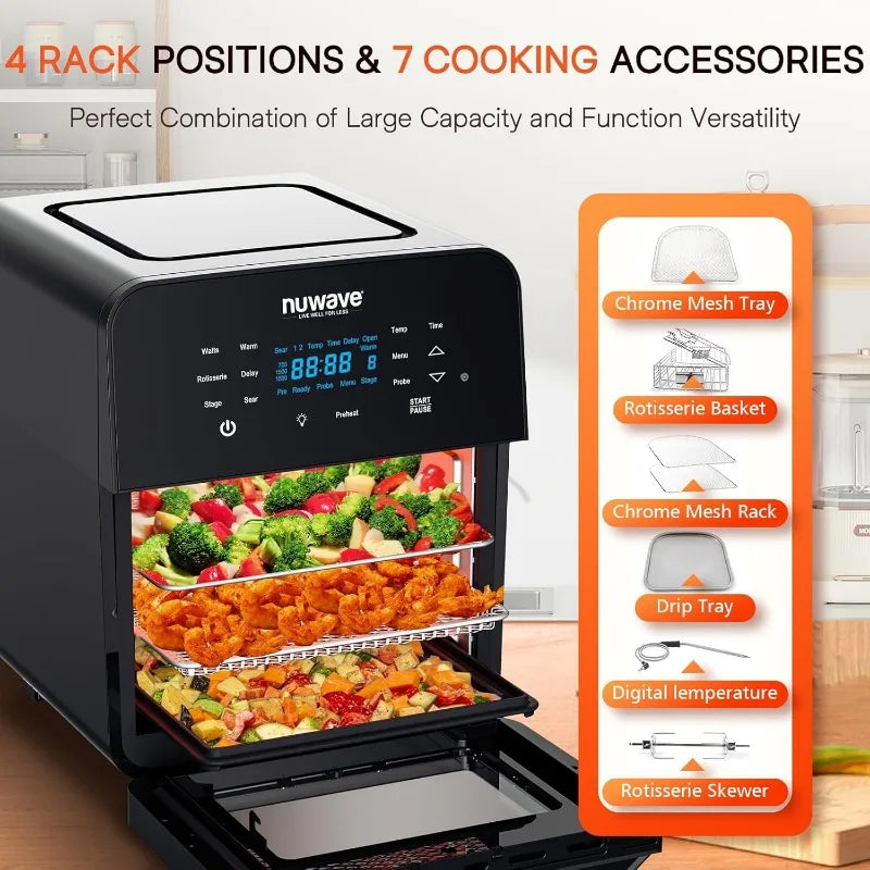 Nuwave Brio 15.5Qt 10-IN-1 Air Fryer Rotisserie Oven,
XL Family Size, Even & Crisp AirFry,Reheat,Roast,