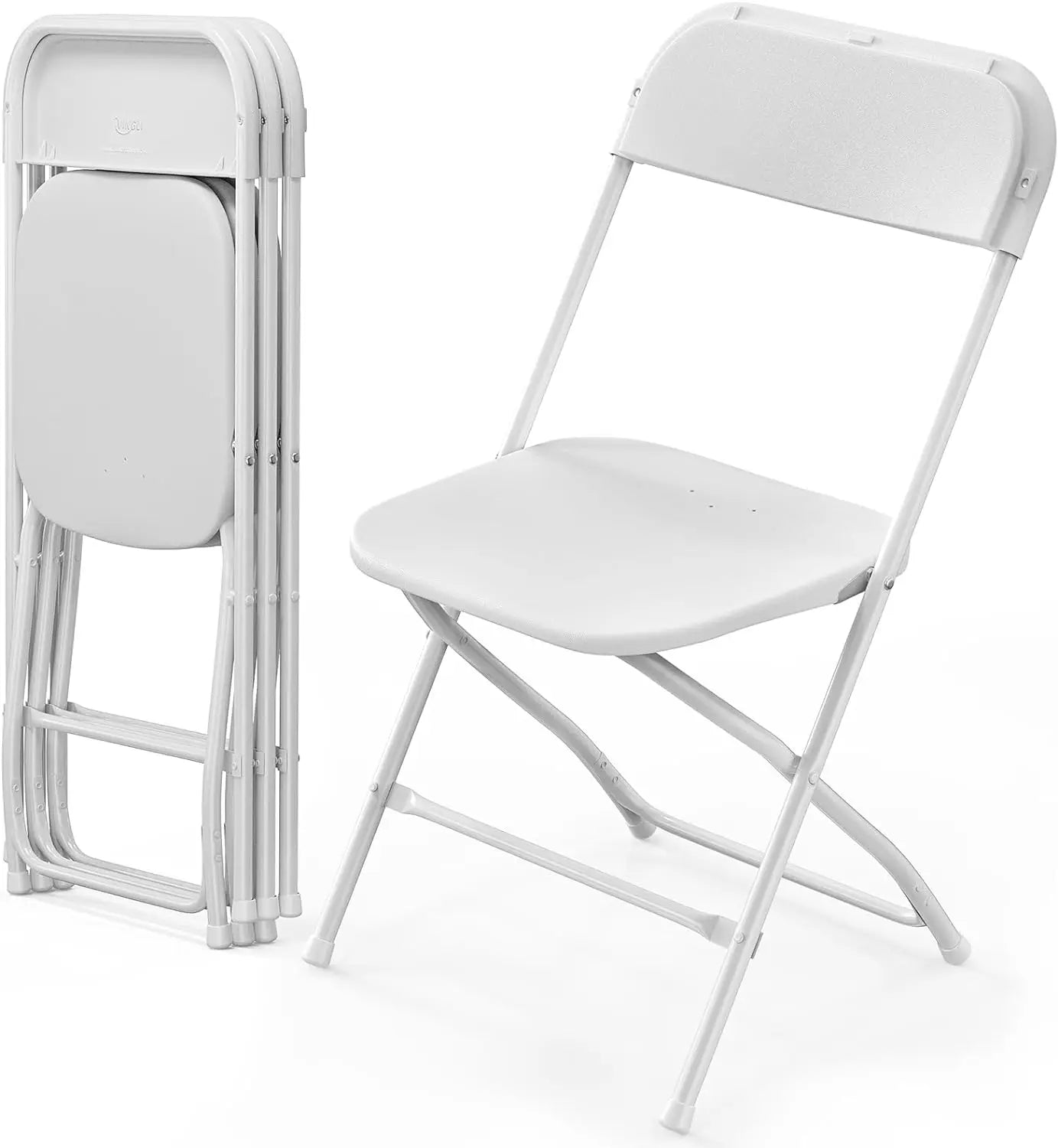 10 Pack White Plastic Folding Chair,
Indoor Outdoor Portable Stackable Commercial Seat Steel Frame 350lb. Capacity