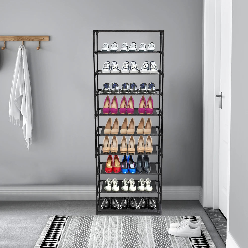 10 Tier Stackable Shoe Rack Storage Shelves
Stainless Steel Frame Holds 50 Pairs Of Shoes