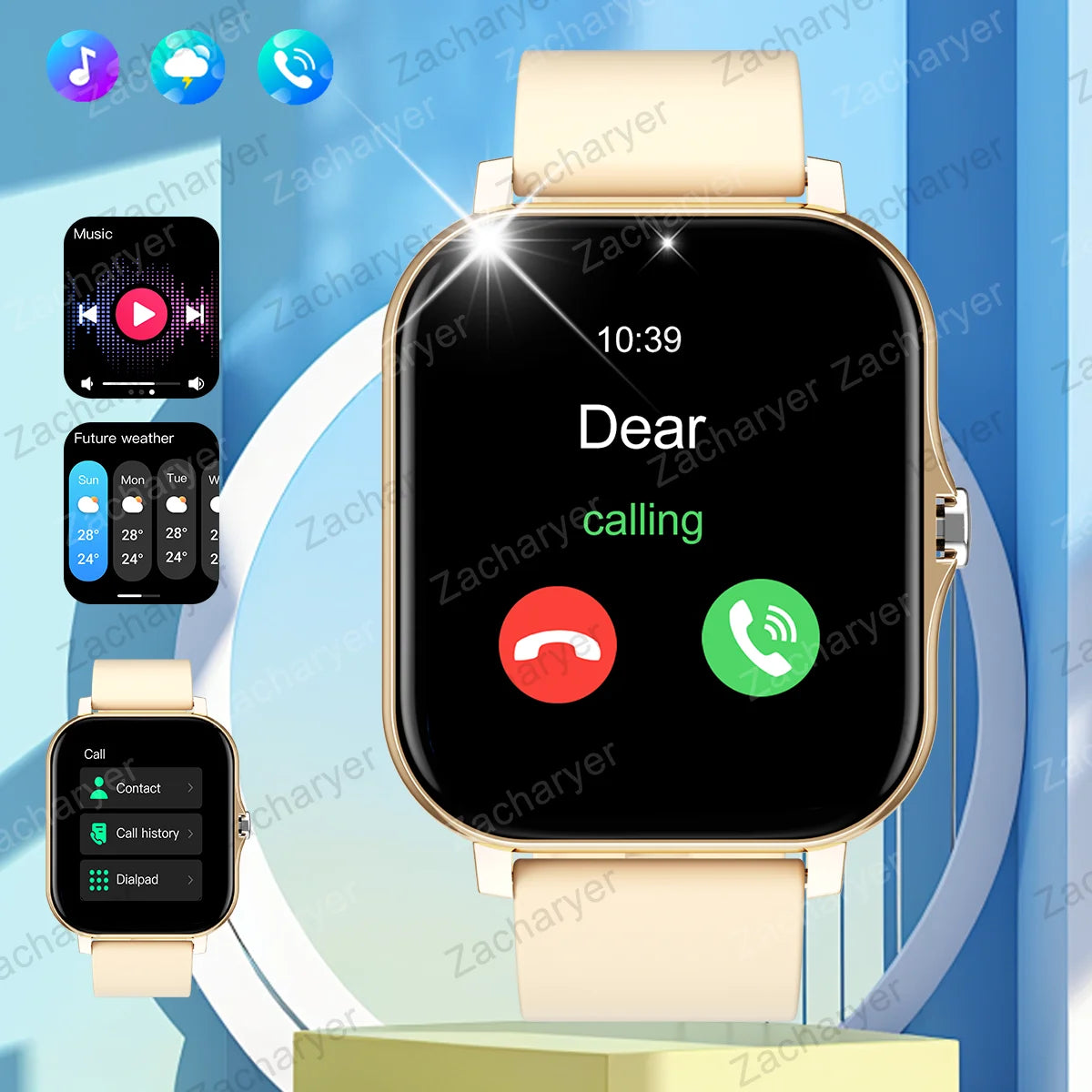 Wireless call function, compatible with Android and iPhone,
sports watch, a variety of sports fitness tracking,