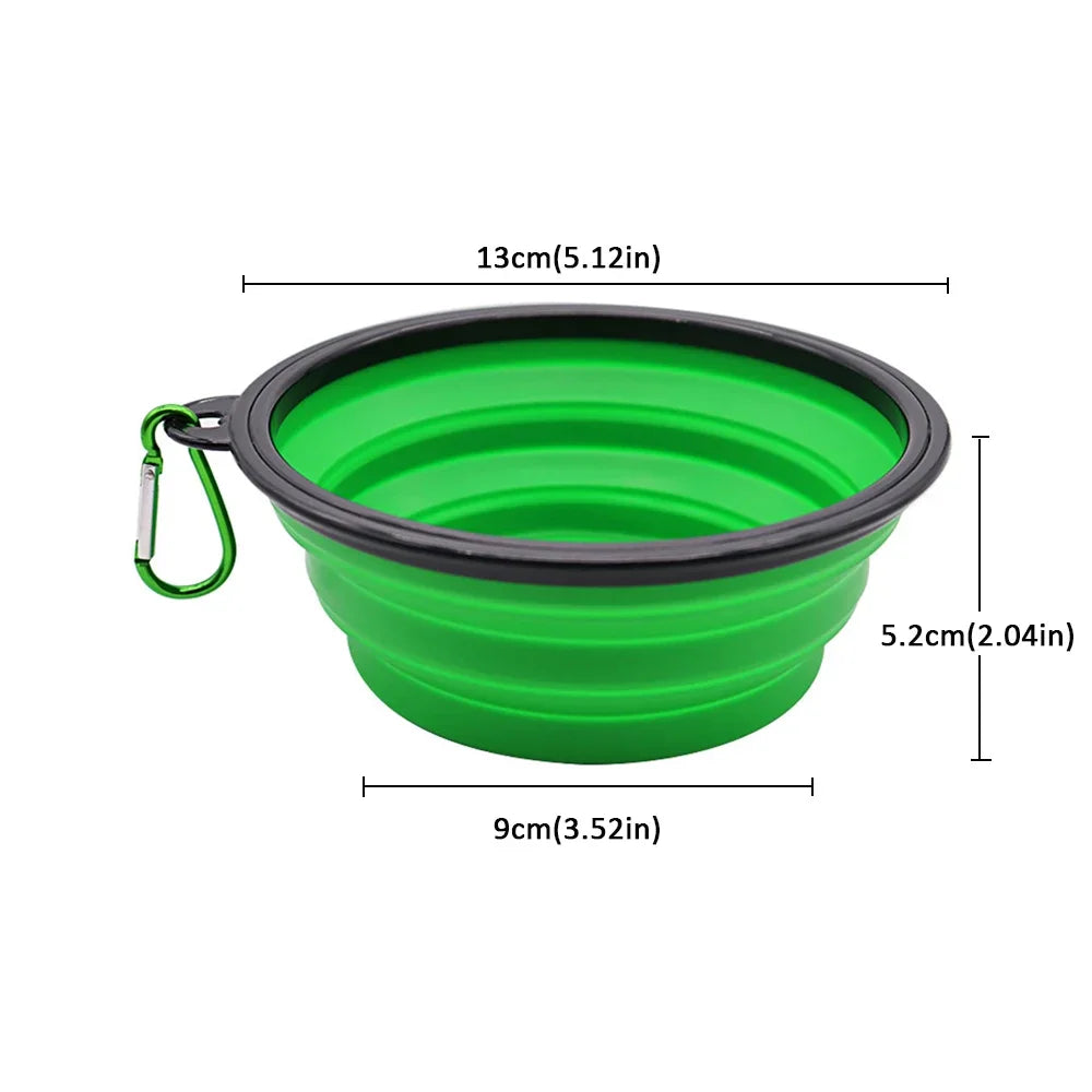 Outdoor Portable Pet Folding Bowl Silicone Dog Feeders with Hanging Hook Cat Dog Bowl Pet Items Dog Food Bowl