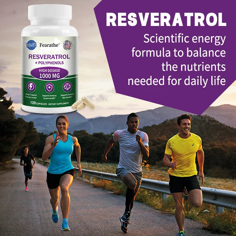 Resveratrol + Polyphenol Antioxidant Supplement 1000mg
- Balances Body Energy, Supports Skin, Cell, Brain, Immune Health