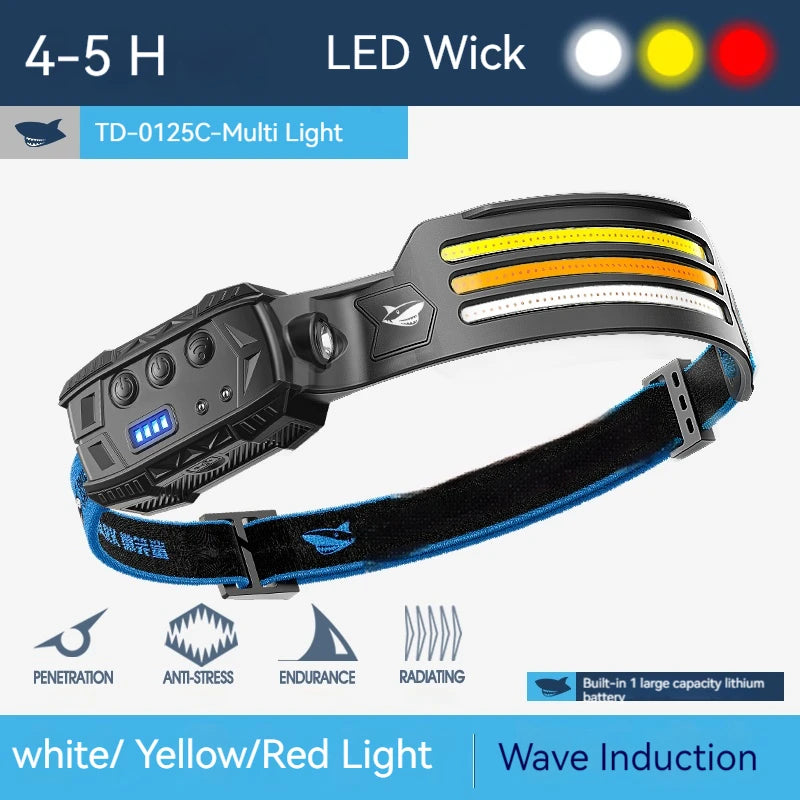 Headlight Wave Induction Lightweight Headlamp Rechargeable Waterproof