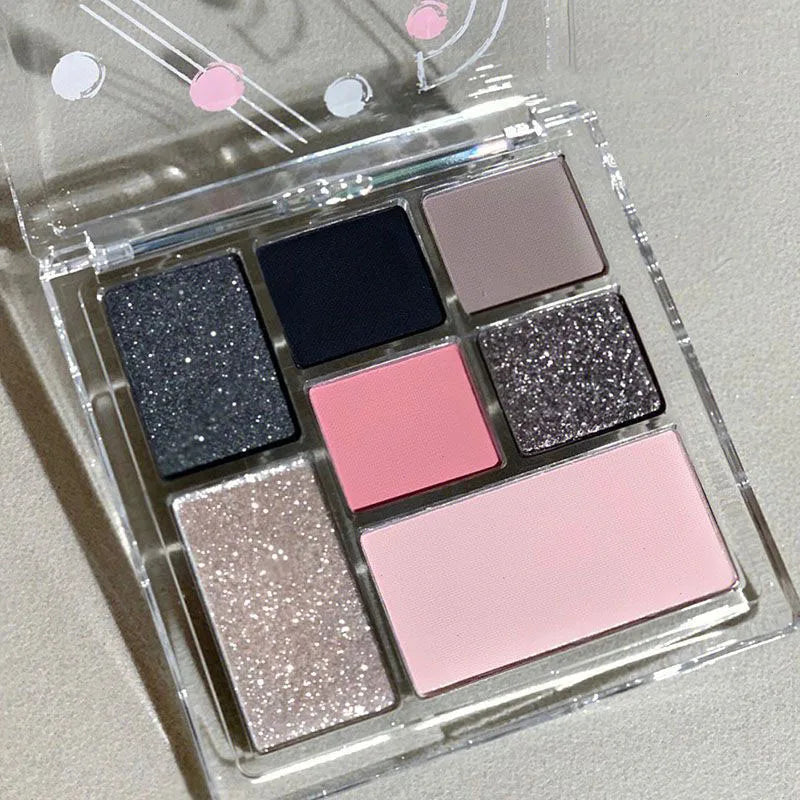 Cool Smoked Eyeshadow Palette Pink-black Hot Girl Glitter Pearly Shadow Eyes Korean Makeup Pallet Cosmetics