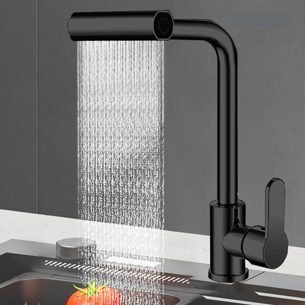 4 Modes Waterfall Kitchen Faucet Universal 360°Rotating Swing Arm
Stainless Steel Hot Cold Single Hole Deck Mounted Sink Tap
