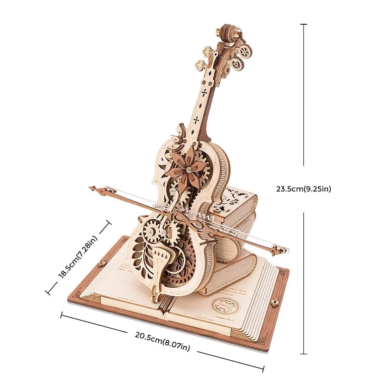 3D Wooden Puzzle Magic Cello Mechanical Music Box Moveable STEM\