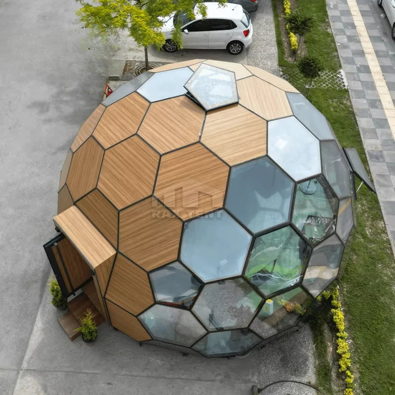 wooden honeycomb glass dome house for luxury hotel tents