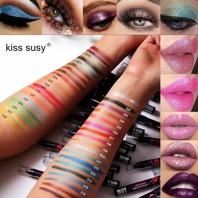 2 In 1 Eyeshadow Lipstick Stick Pencil
Waterproof Glitter Matte Eye Shadow Makeup Pigment Eyeshadow Pen