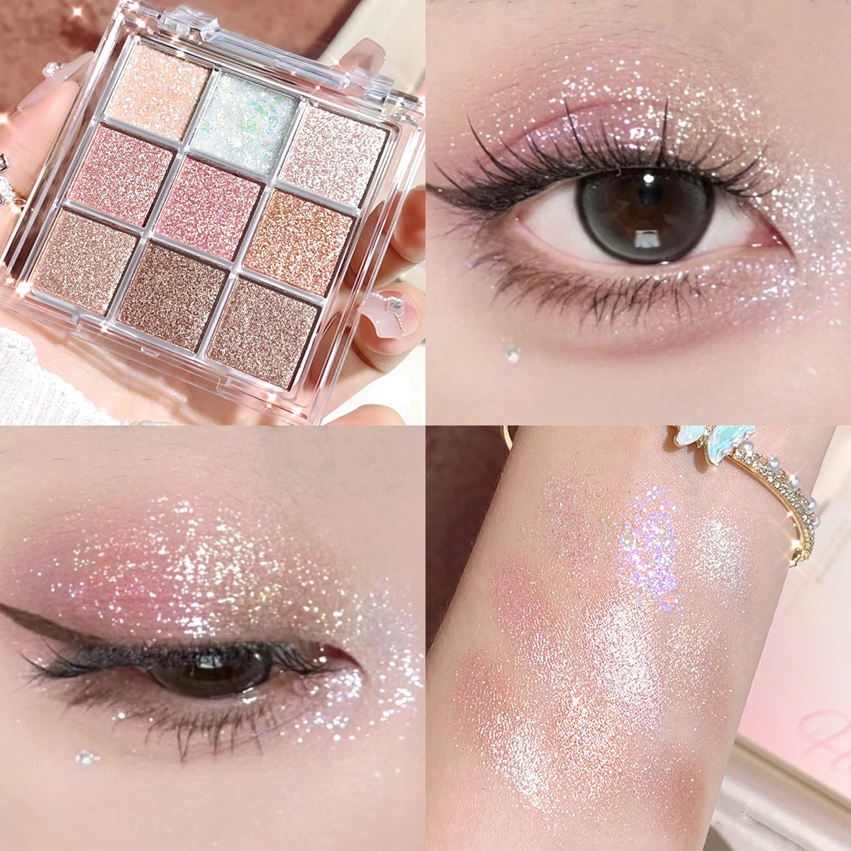 Pearlescent fine glitter highlighter dazzling smart eyeshadow palette