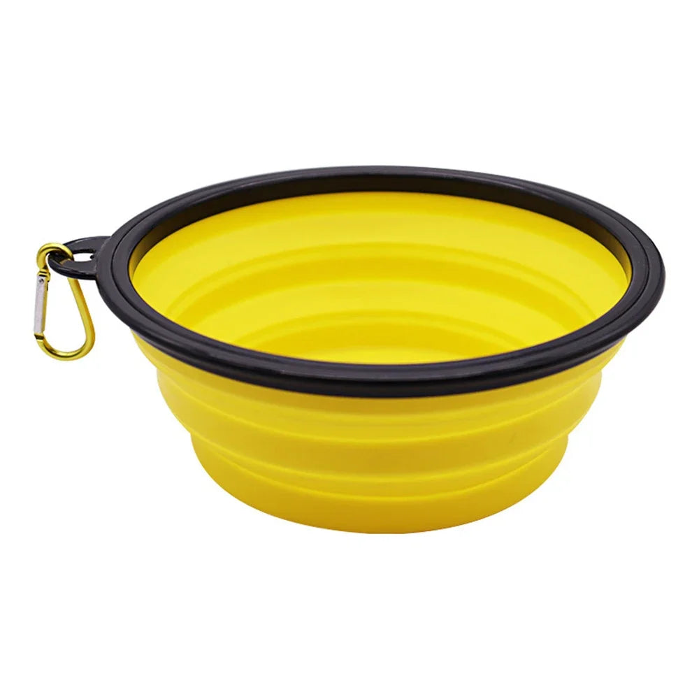 Outdoor Portable Pet Folding Bowl Silicone Dog Feeders with Hanging Hook Cat Dog Bowl Pet Items Dog Food Bowl