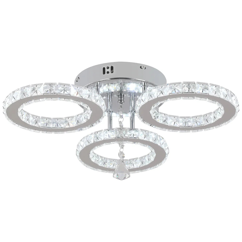 5 Fixture Flush Mount Rings, Dimmable, Crystal Chandalier