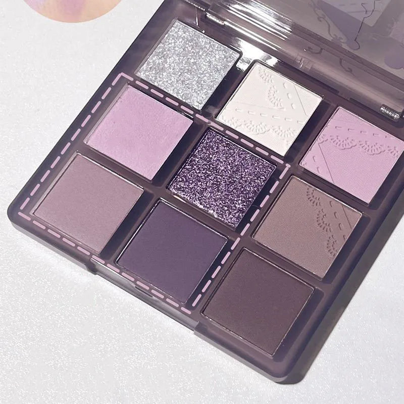 9 Color Pearlescent Purple Eyeshadow Palette Powder Purple