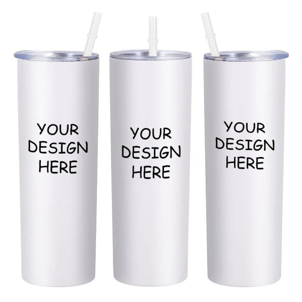 Custom Text Photo Tumbler with Lid and Straw