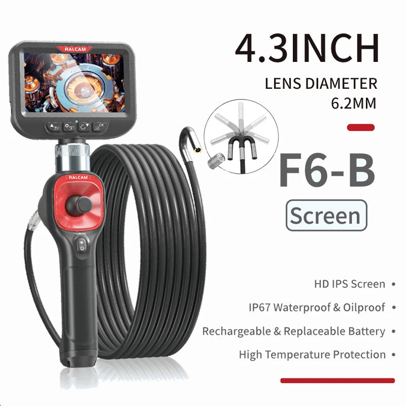 720-degree rotating camera 4.3-inch endoscope 6mm -2M 1080P
full high-definition endoscope industrial inspection visual probe