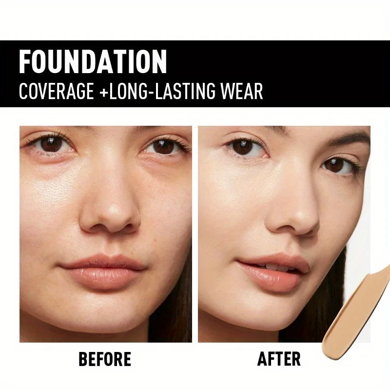 Matte Finish Liquid Foundation - Oil-Control, Waterproof, Full Coverage Concealer for All Skin Tones
