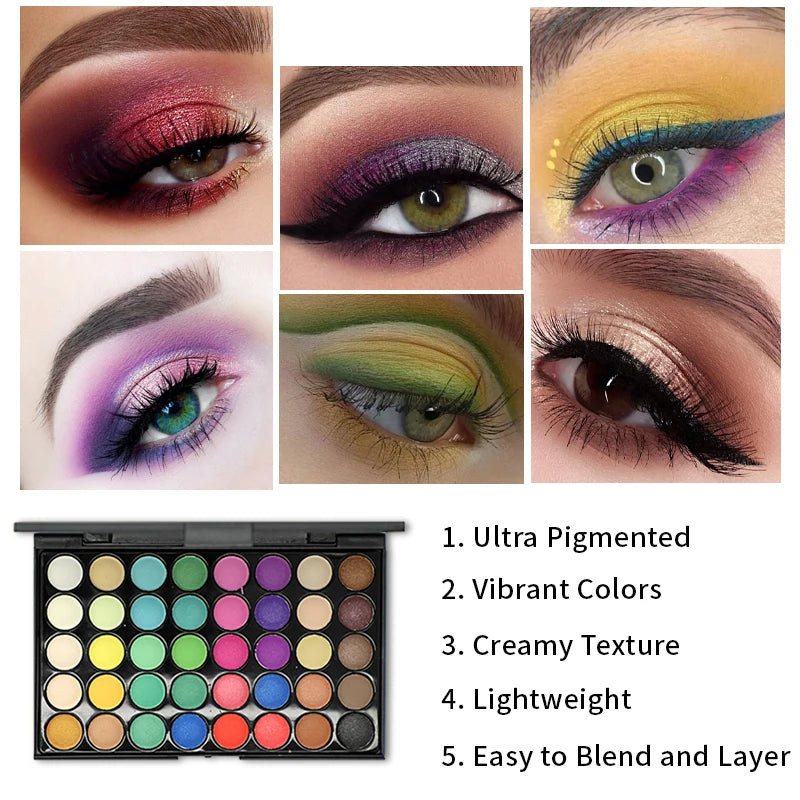 40 Colors Ultimate Eyeshadow Palette Matte & Shimmer F
inishes Earth Tones Long-Lasting Smudge Proof Makeup Kit Korea Cosmetics