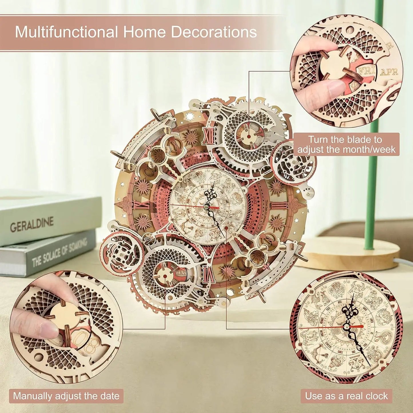 Wall Clock 3D Wooden Puzzle Wooden Set Mechanical Building Kits