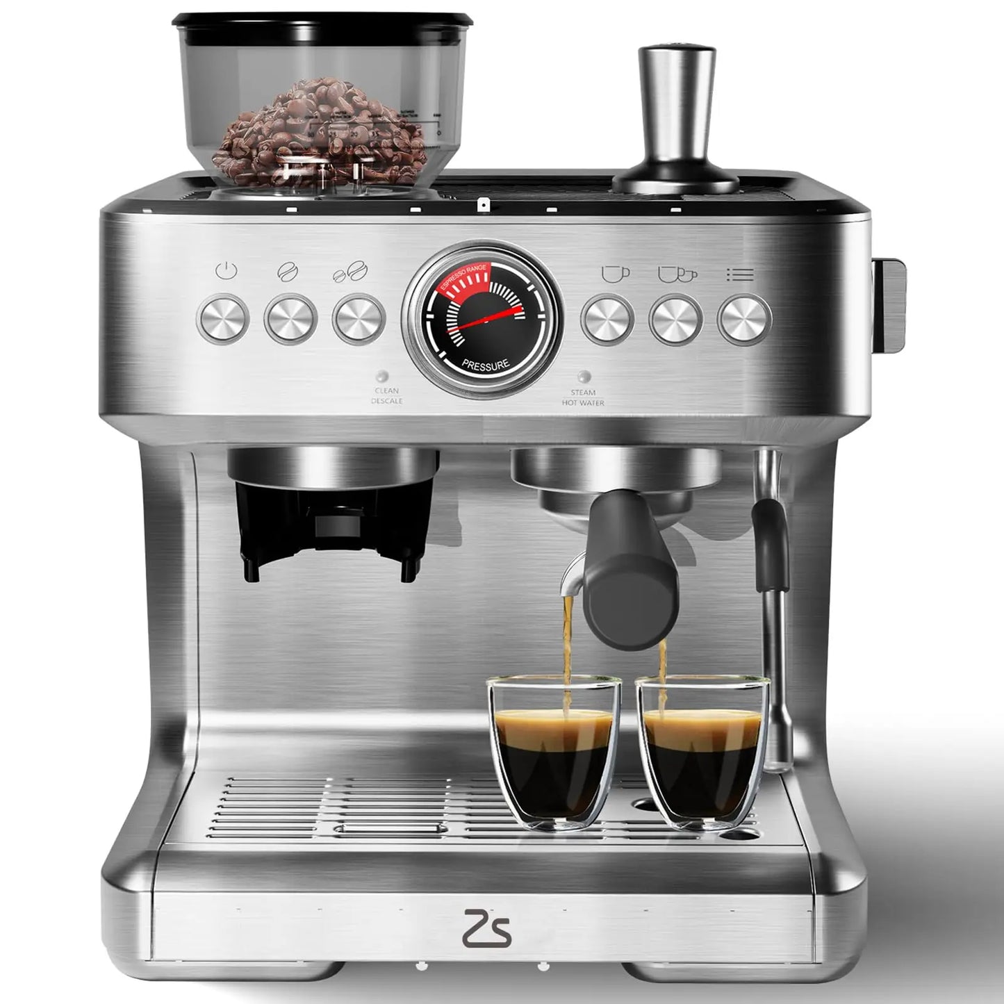 Espresso Coffee Maker With Grinder
20 Bar Stainless Steel Professional Espresso Coffee Maker With Milk Frother, 2.8L Water Tank