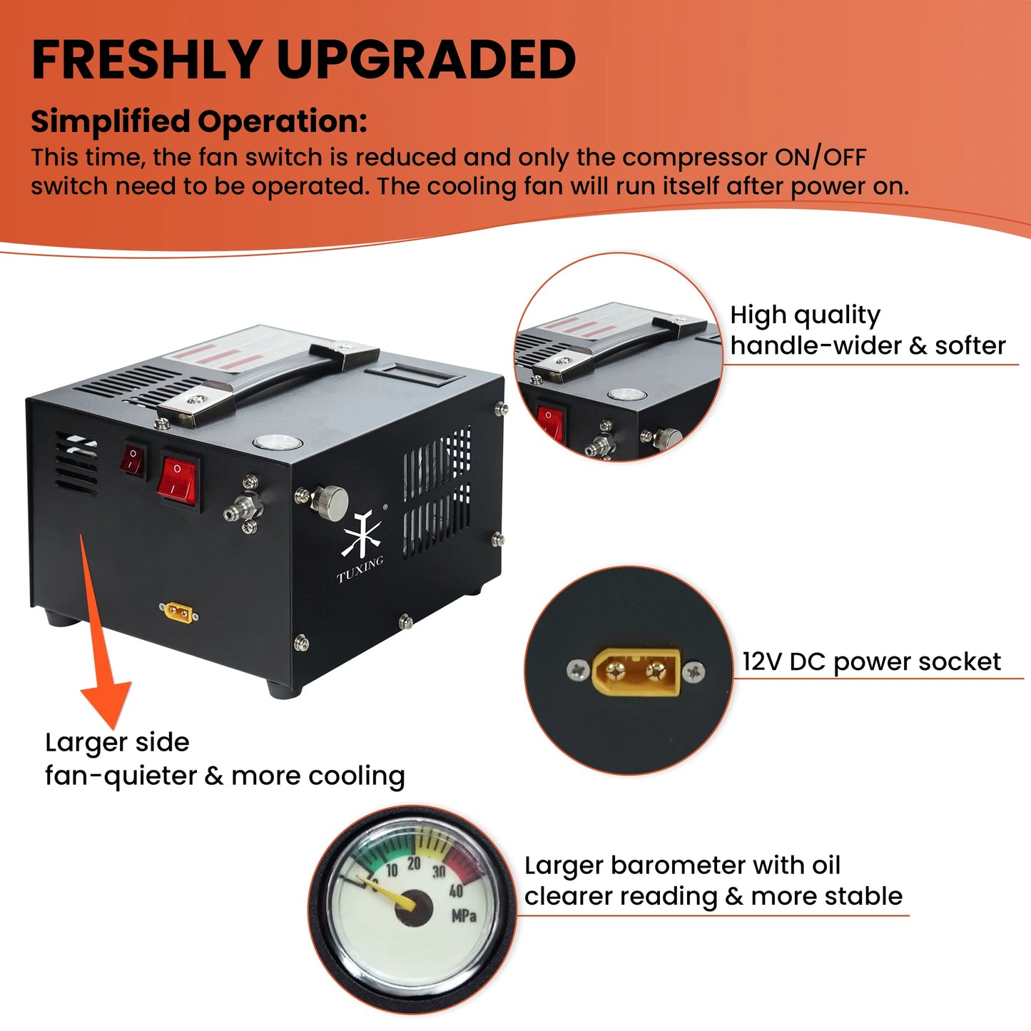300Bar 12V PCP Air Compressor 4500Psi Portable High Pressure Compressor with Transformer for Diving Scuba Tank