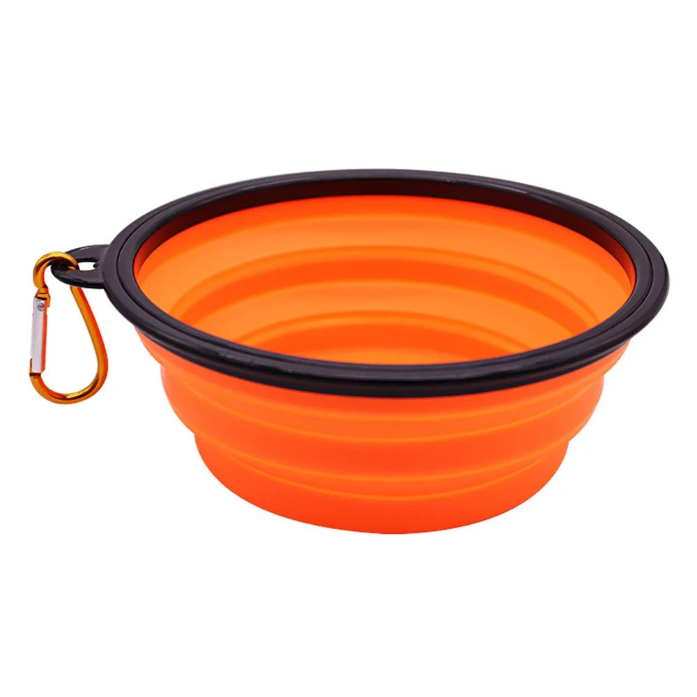 Outdoor Portable Pet Folding Bowl Silicone Dog Feeders with Hanging Hook Cat Dog Bowl Pet Items Dog Food Bowl
