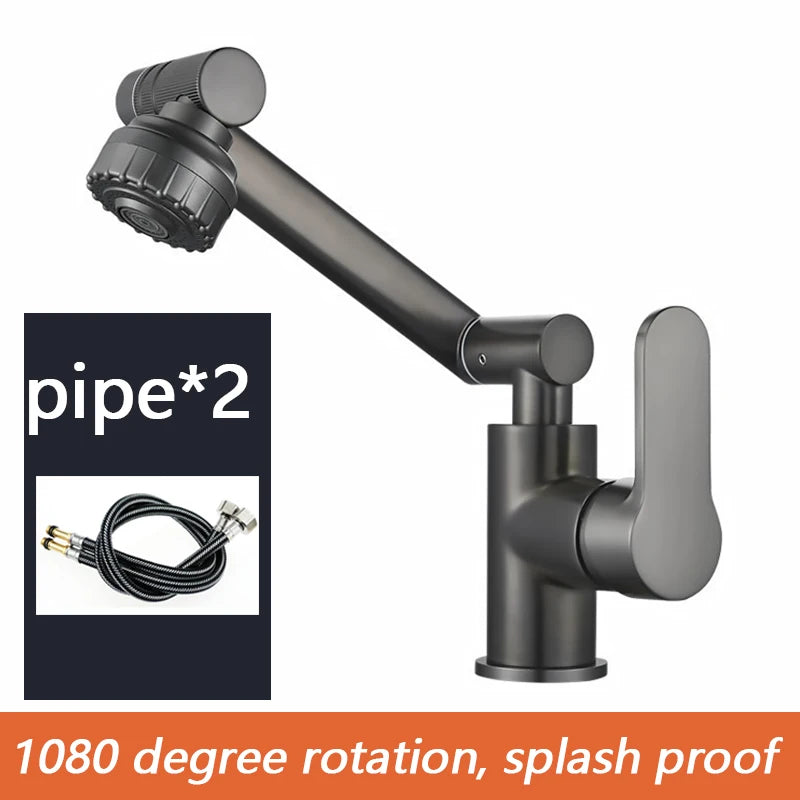 1080° Swivel Bathroom Sink Faucet Basin Faucet Mixer Deck
Mounted Splash Proof Water Tap Shower Head Aerators Tapware PIPE x 2