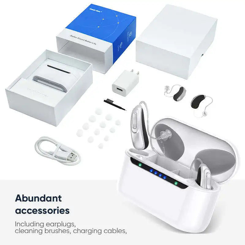 Bluetooth Rechargeable Hearing Aid 30 channel Behind the Ear Sound Amplifier