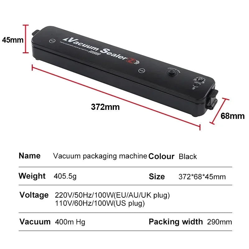 Electric Vacuum Sealers Food Sealer Machine Foods Fresh Storage Vacuum Sealer Machine
Plastic Bags Sealer For Storage Food