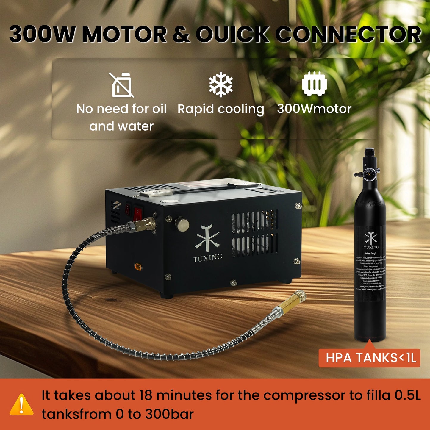300Bar 12V PCP Air Compressor 4500Psi Portable High Pressure Compressor with Transformer for Diving Scuba Tank
