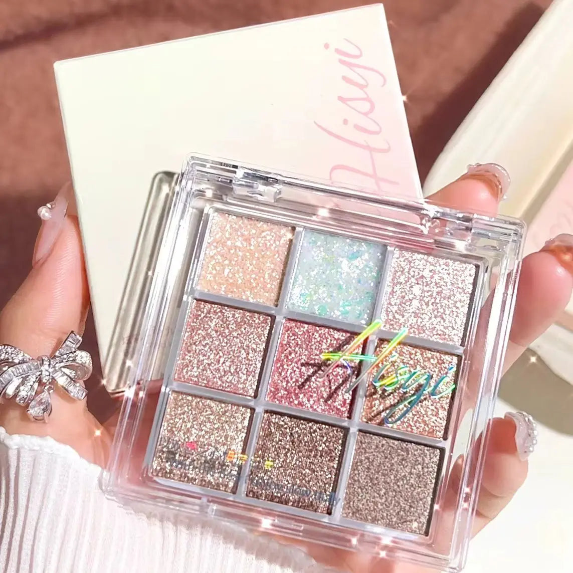 Pearlescent fine glitter highlighter dazzling smart eyeshadow palette