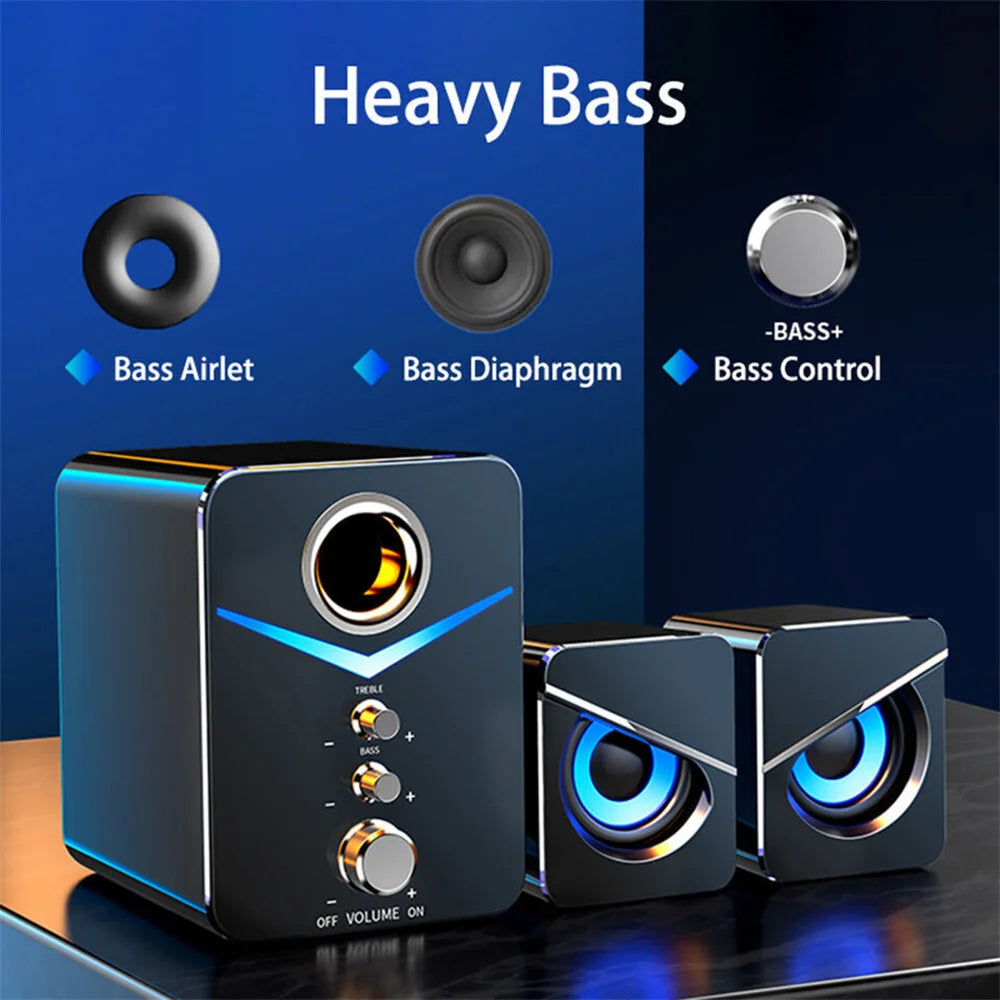 USB Computer LED Speakers System Subwoofer Stereo Bass Control
for Desktop Laptop PC Portable Loud Speaker